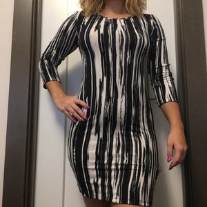 NWOT black and white bodycon dress